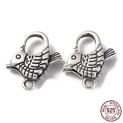 タイスターリングシルバーカニカン925個  鳥  スタンプ925個付き  アンティークシルバー  16.5x14x4mm  穴：1.6mm&nbsp;STER-D003-29AS
