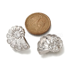 Rack Plating Shell Shape Brass Micro Pave Clear Cubic Zirconia Stud Earrings&nbsp;EJEW-H143-27P