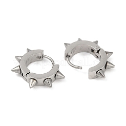 変色しない研磨加工の304ステンレススチール製スパイクリベットフープピアス（女性用）  ステンレス鋼色  18x4mm&nbsp;EJEW-M001-05P