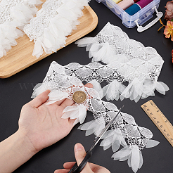 3ヤード 3スタイル ポリエステル刺繍フラワーレーストリム  洋服アクセサリー  混合図形  3-3/8インチ（85mm）  1ヤード/スタイル&nbsp;OCOR-GA0002-05