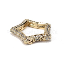Brass Micro Pave Clear Cubic Zirconia Spring Gate Rings&nbsp;ZIRC-F120-010G