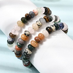 Natural Mixed Stone Rondelle Beaded Stretch Bracelets for Women&nbsp;GG-CBA3F02-07