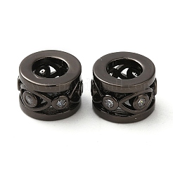 Rack Plating Brass Cubic Zirconia Hollow Column European Beads&nbsp;KK-Z033-25