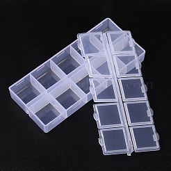 直方体プラスチックビーズコンテナ  フリップトップビーズ収納  10のコンパートメント  ホワイト  13.2x6.2x2.05cm&nbsp;CON-N007-02