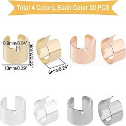 80個 4色 304ステンレススチール製イヤーカフ金具  穴付き  ミックスカラー  10x9x6mm  穴：0.9mm  20個/カラー&nbsp;STAS-UN0023-17