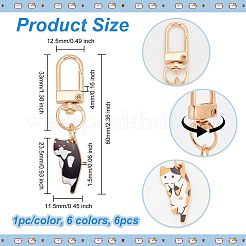 6Pcs 6 Colors Cute Cat Alloy Enamel Pendant Decorations&nbsp;AJEW-OC0004-23