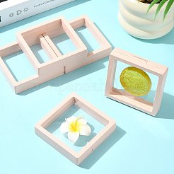 5個の正方形透明PE薄膜サスペンションジュエリーディスプレイボックス  リングネックレスブレスレットイヤリング収納用  ラベンダーブラッシュ  9x9x2cm&nbsp;CON-FS0001-19A