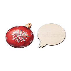 12Pcs UV Single Face Printed Wood Pendant Decorations&nbsp;WOOD-N020-17