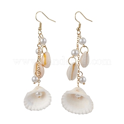 304 Stainless Steel Shell Shape Dangle Earrings&nbsp;EJEW-JE06382-01