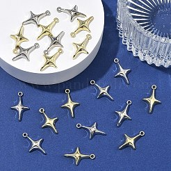 20本2色合金ペンダント  スターのチャーム  プラチナ·ゴールデン  19x12mm  10個/カラー&nbsp;INS-YW0001-01