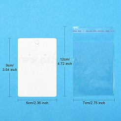 30 個の長方形の紙 30 ペアイヤリングディスプレイカード吊り下げ穴付き  ペンダントとイヤリングの保管用のジュエリーディスプレイカード  60個のOPPセロファンバッグと9x6x0.06個のプラスチックイヤーナット付き  ホワイト  カード：6センチメートル  穴：1.6mmと[2]mm&nbsp;DIY-YW0008-55A