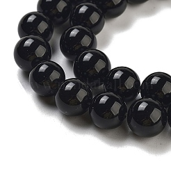 ナチュラルブラックオニキスラウンドビーズ連売り  染め＆加熱  10mm  穴：1mm  約38個/連  14.9インチ&nbsp;X-G-R198-10mm