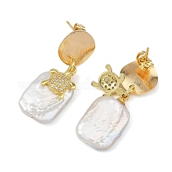 Natural Baroque Pearl Keshi Pearl Dangle Stud Earrings&nbsp;EJEW-JE07270