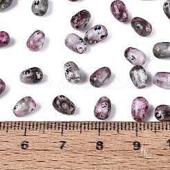 ピカソガラスシードビーズ  丸い穴  ティアドロップ  ロージーブラウン  6~7x4~5mm  穴：0.9~1mm  約2645個/ポンド&nbsp;SEED-N012-10M