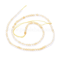 天然石シトリンビーズ連売り  多面カット  ラウンド  3~3.5mm  穴：0.6mm  約110個/連  15.35インチ（39cm）&nbsp;G-I279-E10