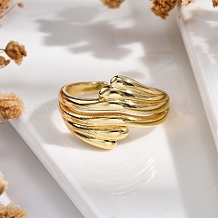 Rack Plating Brass Cuff Finger Rings for Women&nbsp;RJEW-M028-02G