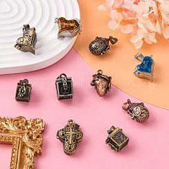 真鍮製祈り箱ペンダント  混合形状および混合色  約9~20 mm幅  長さ14~28mm  厚さ10~20mm  穴：1.5~5mm&nbsp;KK-MSMC001-1