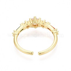 Brass Micro Pave Cubic Zirconia Cuff Rings for Women&nbsp;KK-T071-69G