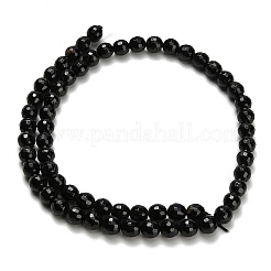 天然石ブラックトルマリンビーズ連売り  多面カット  ラウンド  6.5mm  穴：0.8mm  約61個/連  15.35''（39センチメートル）&nbsp;G-H329-D02-6mm