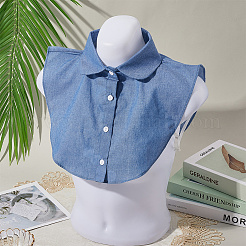 取り外し可能なコットンシャツの襟  洋服縫製アップリケエッジ  DIYアクセサリー  スチールブルー  312x375x4.5mm&nbsp;AJEW-WH20816-025B