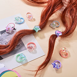 20個 20色 ポリエステル&プラスチック 女の子用ヘアアクセサリー  ポニーテールホルダー  弾性繊維髪ゴム  混合図形  内径：17mm  1pc /カラー&nbsp;OHAR-TA0001-18