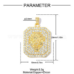 Brass Clear Cubic Zirconia Pendants&nbsp;KK-OY001-20G