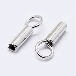 Anti-Tarnish Rhodium Plated 925 Sterling Silver Cord Ends&nbsp;STER-F036-21P-1mm