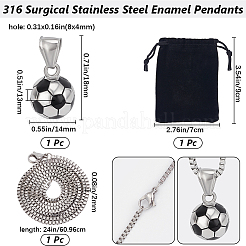 DIY 316 Surgical Stainless Steel Enamel Football Pendants Pendant Necklaces Jewelry Kits&nbsp;DIY-BBC0002-16