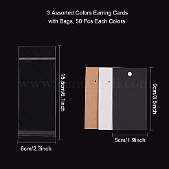 ディスプレイアクセサリー台紙  ピアスに使用  長方形  ミックスカラー  90x50x0.1mm  穴：1~5mm  150個/セット&nbsp;CDIS-PH0001-09
