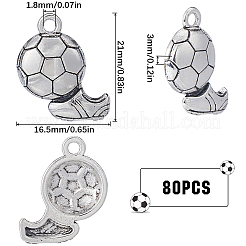 チベット風アロイペンダント80個  サッカーシューズチャーム付き  アンティークシルバー  21x16.5x3mm  穴：1.8mm&nbsp;TIBE-SC0009-36