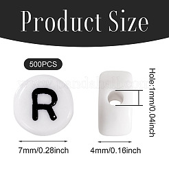 500PCSアクリルビーズ  横穴付き  文字L  フラットラウンド  文字r  7x4mm  穴：1mm&nbsp;SACR-TA0001-55R