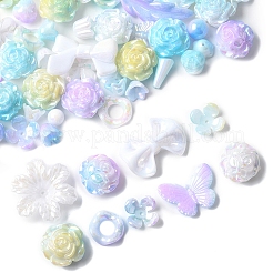 レインボー虹色メッキアクリルビーズ  パールカラーの  混合図形  ミックスカラー  10~40x8~42x4~11mm  穴：1.2~7mm  15g /スタイル&nbsp;OACR-FS0001-99B