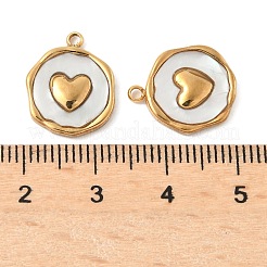 304 Stainless Steel Pave Natural Shell Pendants&nbsp;X-STAS-F319-02B-G02