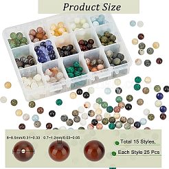 375Pcs 15 Styles Natural & Synthetic Gemstone Beads&nbsp;G-NB0003-87