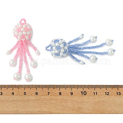 ガラスシードビーズとガラスパールペンダント  クラゲチャーム  ミックスカラー  56x16.5mm  穴：4mm  約3個/セット&nbsp;PALLOY-MZ01336