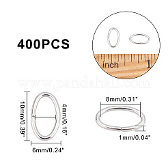 304ステンレススチールオープン丸カン  オーバル  ステンレス鋼色  18ゲージ  10x6x1mm  内径：4x8mm  400個/箱&nbsp;STAS-DC0003-61