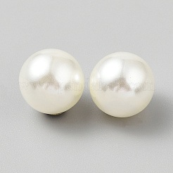 プラスチック模造真珠ピアスキャッチ  丸い耳の後ろ  ゴールドカラー  13.5~14mm  穴：0.8mm&nbsp;KY-WH0038-12G-05