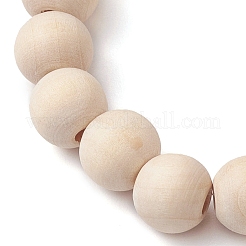夏のビーチの天然スパイラルシェルストレッチブレスレット  8mm ラウンドウッドビーズストレッチブレスレット（女性用）  フローラルホワイト  内径：1-7/8インチ（4.85cm）&nbsp;BJEW-JB10355