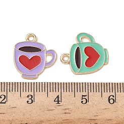 合金エナメルチャーム  ハート＆コーヒー  ゴールドカラー  ミックスカラー  18.5x16.5x1.5mm  穴：1.8mm&nbsp;FIND-Z100-01G