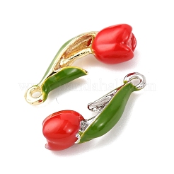 合金エナメルチャーム  花  プラチナ·ゴールデン  ミックスカラー  17.5x7x5mm  穴：1.2~1.4mm&nbsp;FIND-C076-04