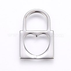 変色しない304ステンレススチールペンダント  ハートの南京錠  ステンレス鋼色  23x15x1mm  穴：8.5x9mm&nbsp;STAS-I094-31P