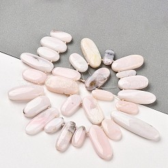 天然石ピンクオパールビーズ連売り  トップ掘削  楕円形のチャーム  15.5~52x7~17x5~7mm  穴：0.9mm  約29~32個/連  15.35''~16.14''（39~41センチメートル）&nbsp;G-M408-D01