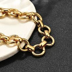 304 Stainless Steel Flat Round Link Chain Bracelets for Women&nbsp;BJEW-R021-08G