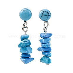 Synthetic Turquoise Dangle Stud Earrings&nbsp;EJEW-JE06371-01