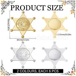 12色の六角形プラスチックカボション2個  ミックスカラー  73x64x2.5mm  6個/カラー&nbsp;AJEW-MA0001-17