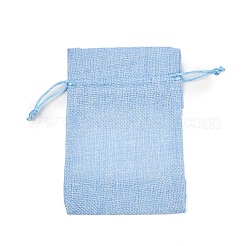綿パッキングパウチ  巾着袋  オーガンジーリボン付き  ライトスカイブルー  14.8x10x0.35cm&nbsp;OP-R034-10x14-13E