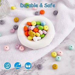 20色のロンデルシリコンビーズ10個  DIYネックレスとブレスレットの作り方  ミックスカラー  14mm  穴：2mm&nbsp;JX323A-01