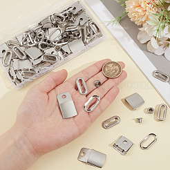 真鍮製野球帽キャップバックルストラップ留めクリップキット24セット  アイレット付き帽子キャップバックル  バックパックストラップ用の調節可能なバックル  マットプラチナカラー  21x21x7mm&nbsp;FIND-BC0014-12MP