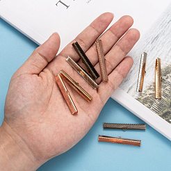 長方形めっき鉄リボンカシメエンドパーツ  ミックスカラー  7x45mm  穴：1x2.5mm&nbsp;IFIN-N3281-02