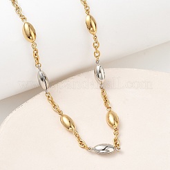 Two Tone 304 Stainless Steel Oval Link Chain Necklaces for Women&nbsp;NJEW-A074-07GP